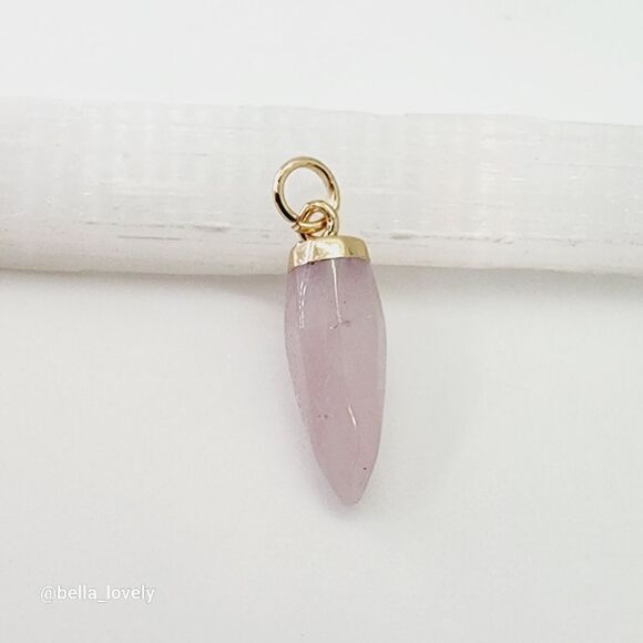Dainty Rose Quartz Gold Toned Pendant Boho Hippie 1.14" - Picture 1 of 4